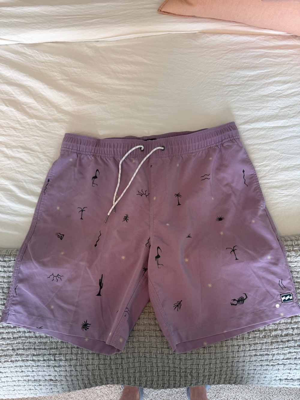 Men's Purple Swim Shorts with Tropical Print